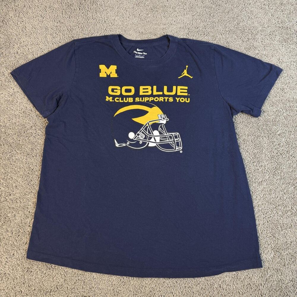 Michigan Wolverines Shirt Mens L Blue NCAA Football Nike Team Apparel Fan